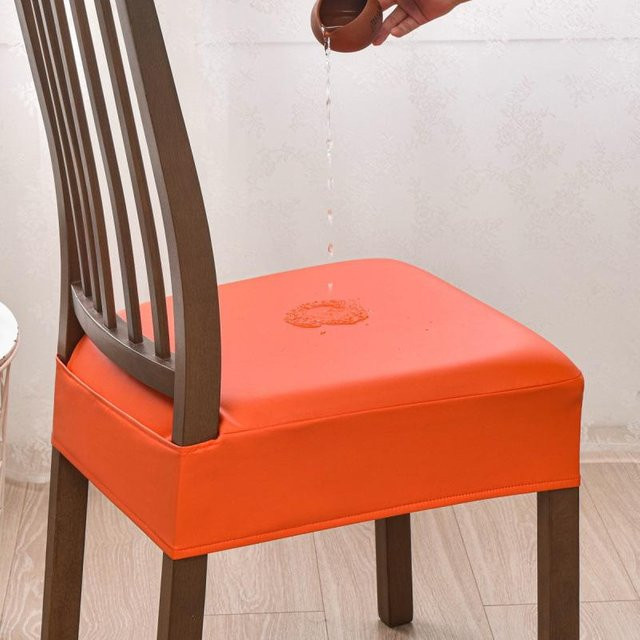 Wasserdichter Esszimmerstuhl Sitzbezug aus PU-Kunstleder mit Schnalle in Orange von Pickerr - Bild 1