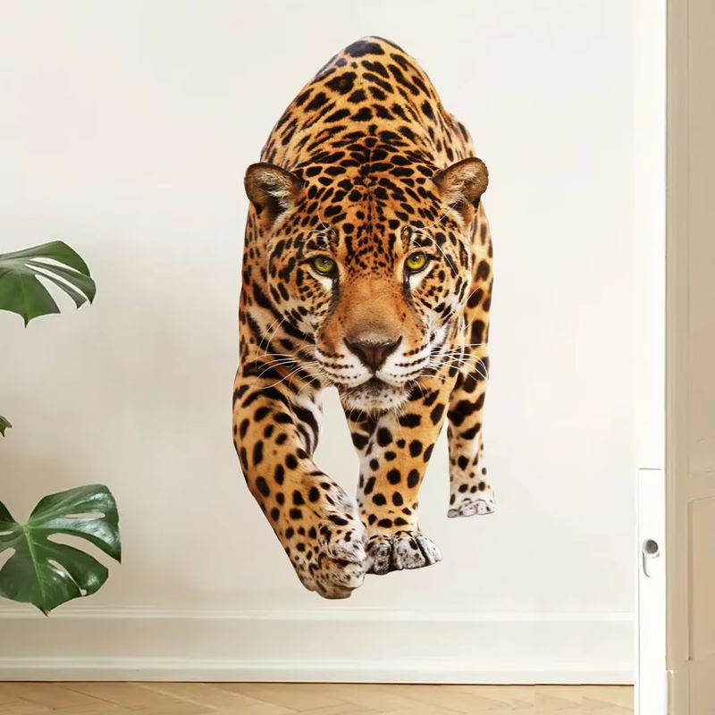 BRUP Aquarell Leopard Wandaufkleber Realistisches Tier Motiv in Braun und Mehrfarbig für Kinderzimmer und Wohnzimmer - Bild 2