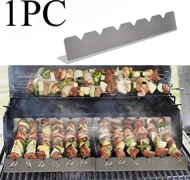CHANSUNRUN Spieße Halter Set mit 6 Slots in Silber für BBQ und Kebab - Bild 1