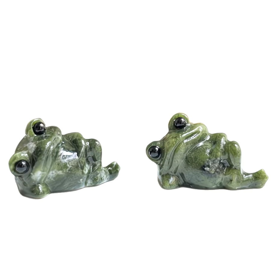 CrystalHola Xiuyan-Stein Frosch-Schnitzerei als natürliche Tierdekoration in Grün - Bild 3