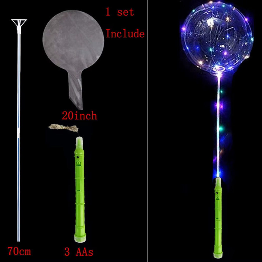 YSOIHF Bobo-Ballons LED Leuchtende Ballons mit Blinkenden Griffen in Blau, 50,8 cm Durchmesser, für Geburtstag, Weihnachten und Hochzeit - Bild 1