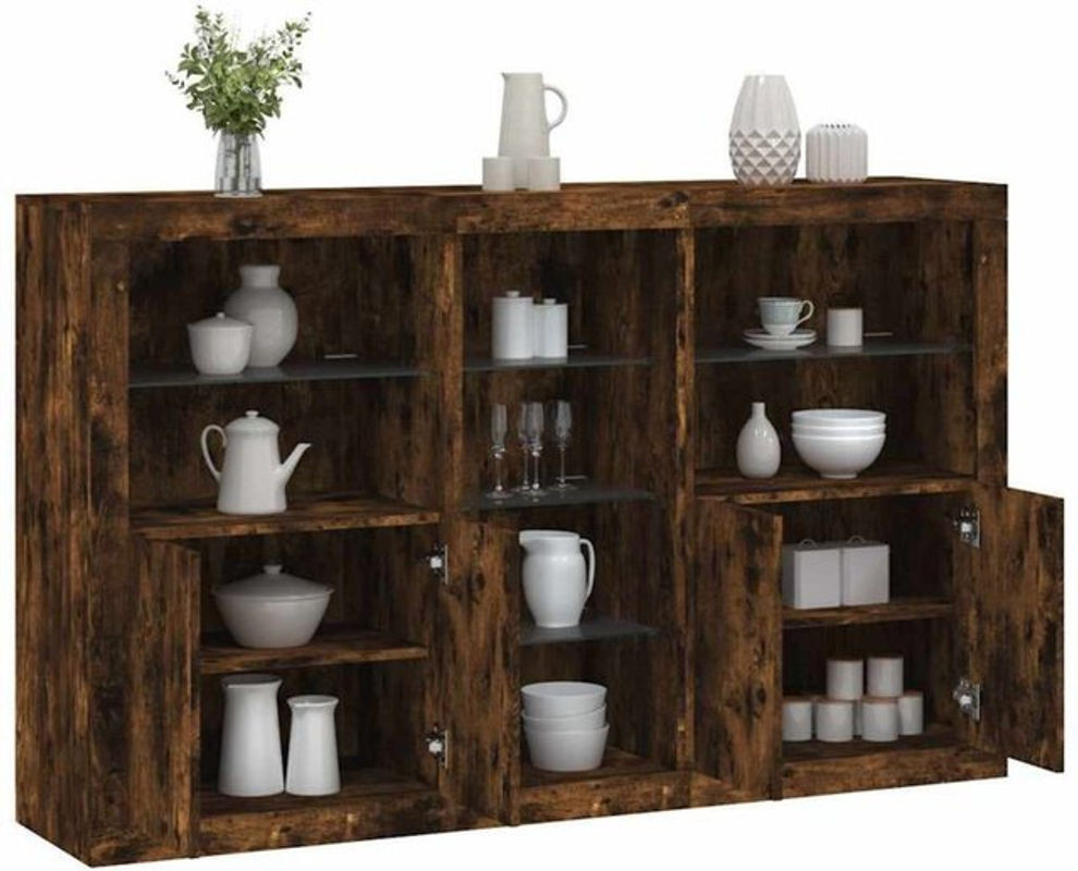Vidaxl Sideboard in Räuchereiche mit LED-Leuchten, Modern Industrial Design, Braun, B/T/H: 162 x 37 x 100 cm - Bild 1