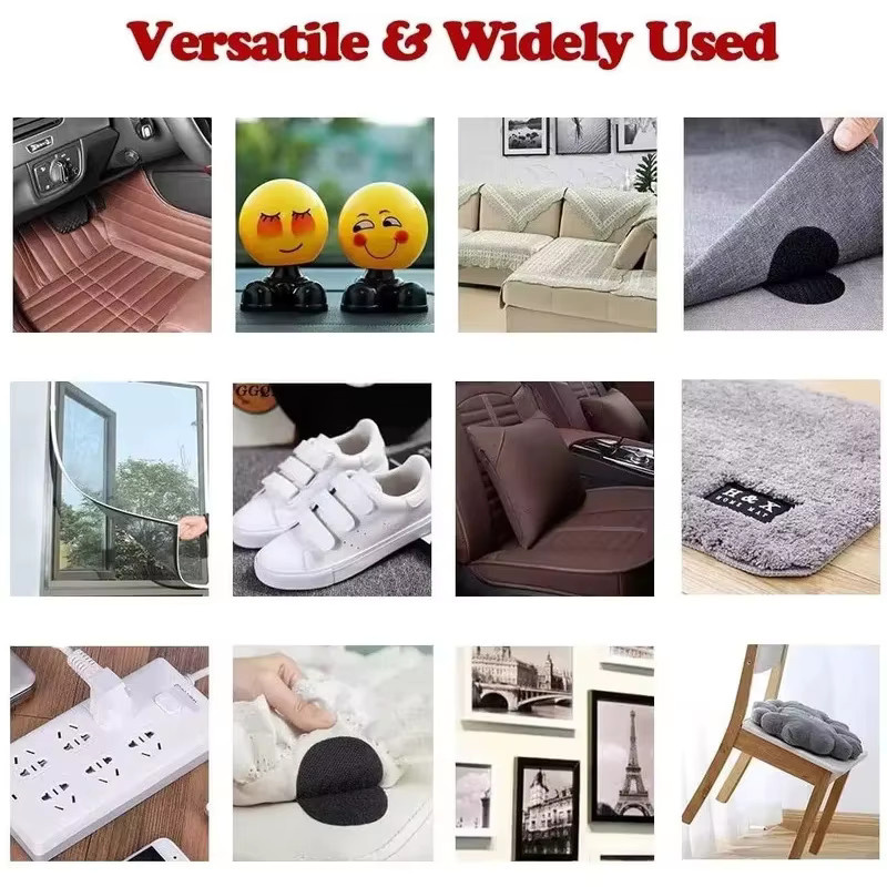 Selbstklebende Klettverschluss-Bänder als rutschfeste Aufkleber für Sofa und Teppichmatten, schwarz, doppelseitig - Bild 4