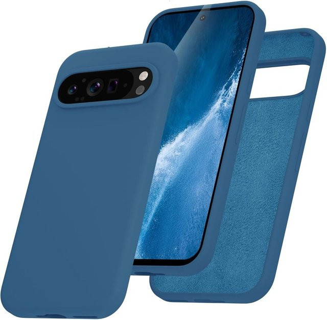 Stoßfeste Handyhülle aus flüssigem Silikon für Google Pixel 7, 8, 9, 10 Pro XL und weitere Modelle in Blau - Bild 1