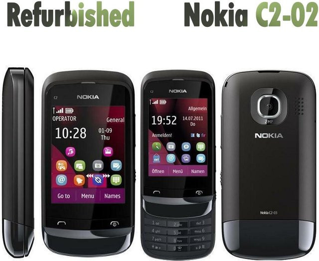 Nokia C2-02 Mobiltelefon Refurbished Schwarz mit 1 SIM-Slot - Bild 1