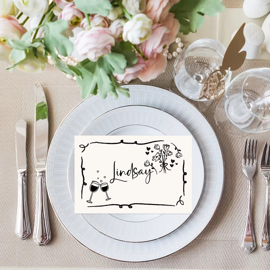 10 Stück weiße Tischkarten aus Papier mit individuellem Text für Hochzeit, Geburtstag und Bankett - Bild 3