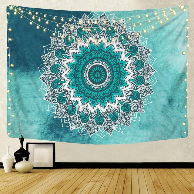 JFPillowPal Mandala Wandbehang Boho Wandteppich in Multicolour und Türkis, B/H: 150 x 100 cm - Bild 1