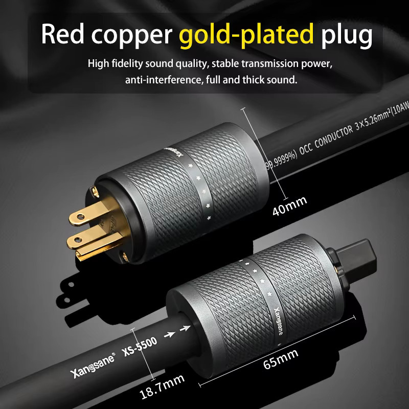 Xangsane Gekühltes 6N OCC HiFi-Stromkabel in Schwarz für Vor- und Endstufen mit 15mm² Querschnitt und US-EU-AU Anschlüssen - Bild 3