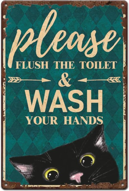 SUPERDANT Metallschild Katze Toilette Vintage Wandkunst aus Eisen für das Badezimmer B/H: 20 x 14 cm - Bild 1