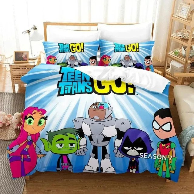 Teen Titans Go Bettwäscheset mit 3D-Druck von Binchi Fitness, mehrfarbig, B/H: 70 x 133 cm - Bild 1
