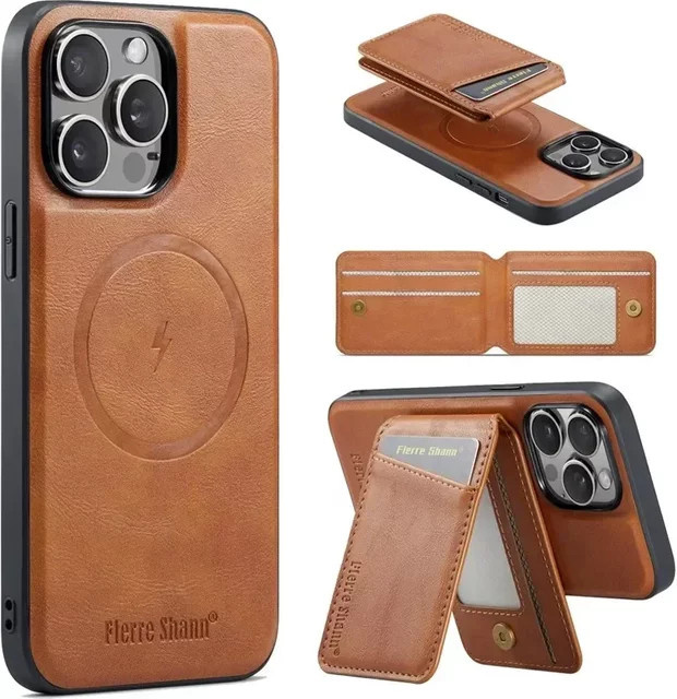 Magnetische Brieftasche und abnehmbare MagSafe-Telefonhülle für Apple iPhone 17, 17Air, 17Pro, 17ProMax und 16 Pro Max in Grün und Braun - Bild 1
