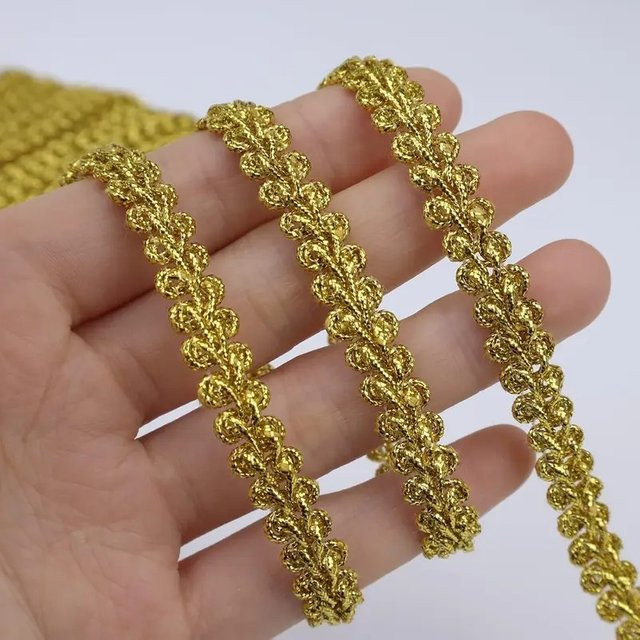 ZYLPYY Goldener Stickerei-Spitzenstoff mit Wellenbesatz für Näharbeiten und Heimdekoration, Breite: 0,75 cm - Bild 1
