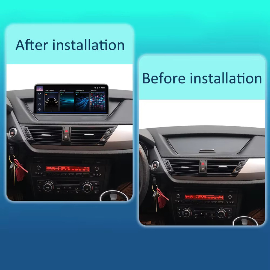 BONROAD 10,25 Zoll Kabelloses CarPlay und Android Auto Multimedia-Display mit GPS-Navigation und YouTube für BMW X1 E84, Farbe: Schwarz - Bild 3