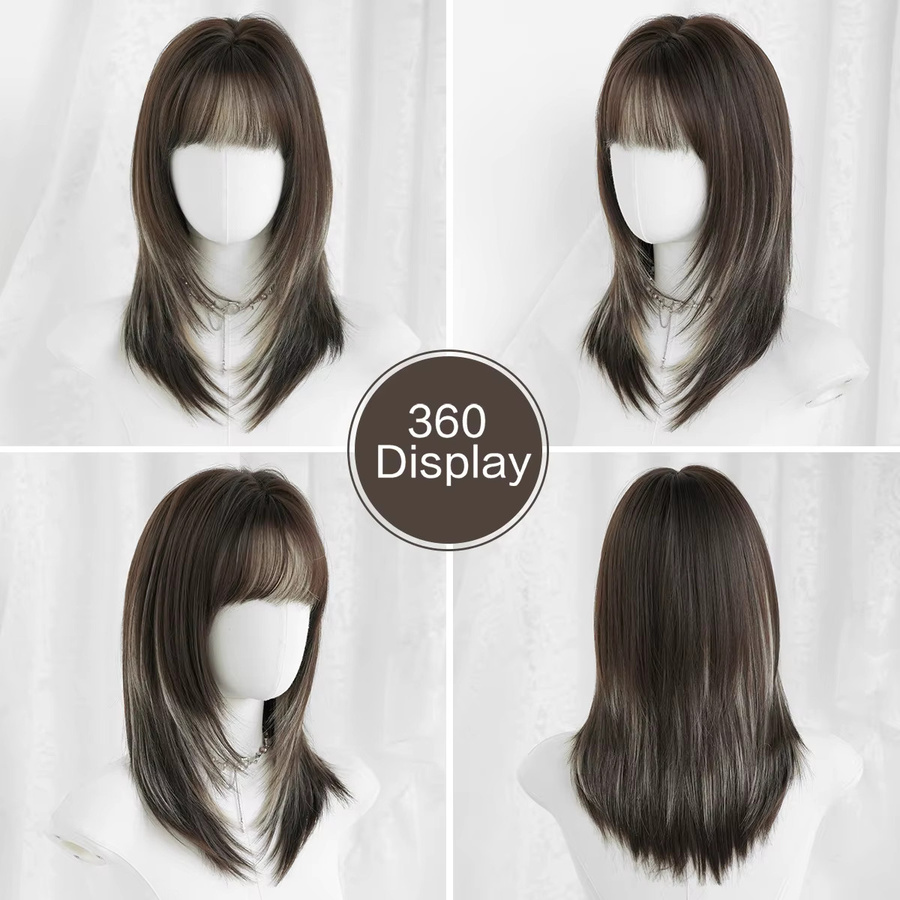 7JHH WIGS Perücke, schulterlang, glatt, mokkabraun, Damen, synthetisch - Bild 4