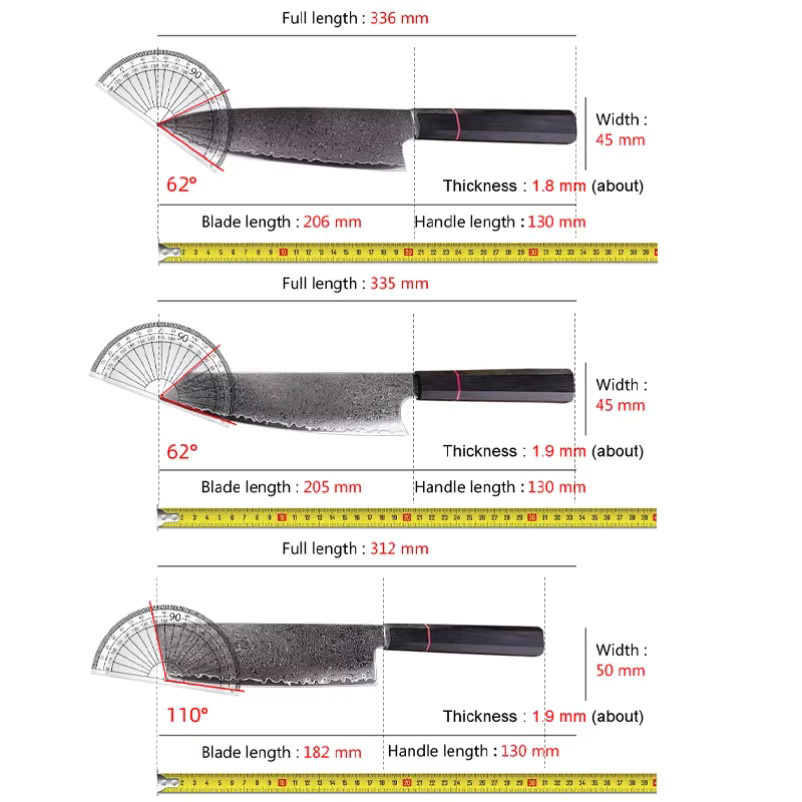 GuanQi Damaskus Kochmesser mit G10 Griff als Allzweckmesser für Fleisch, Fisch und Gemüse - Bild 5