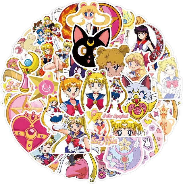 110 Stück Bandai Sailor Moon Aufkleber Set, wasserfeste Cartoon Anime Sticker für Notizbücher und Trinkflaschen, Multicolor - Bild 1