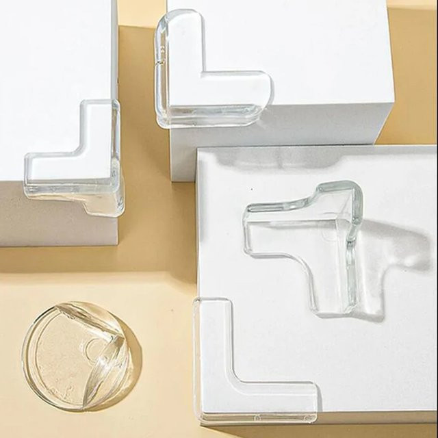 4er-Pack Transparente Eckenschutzhüllen für Kinder aus Silikon und PVC zur Sturzprävention - Bild 1