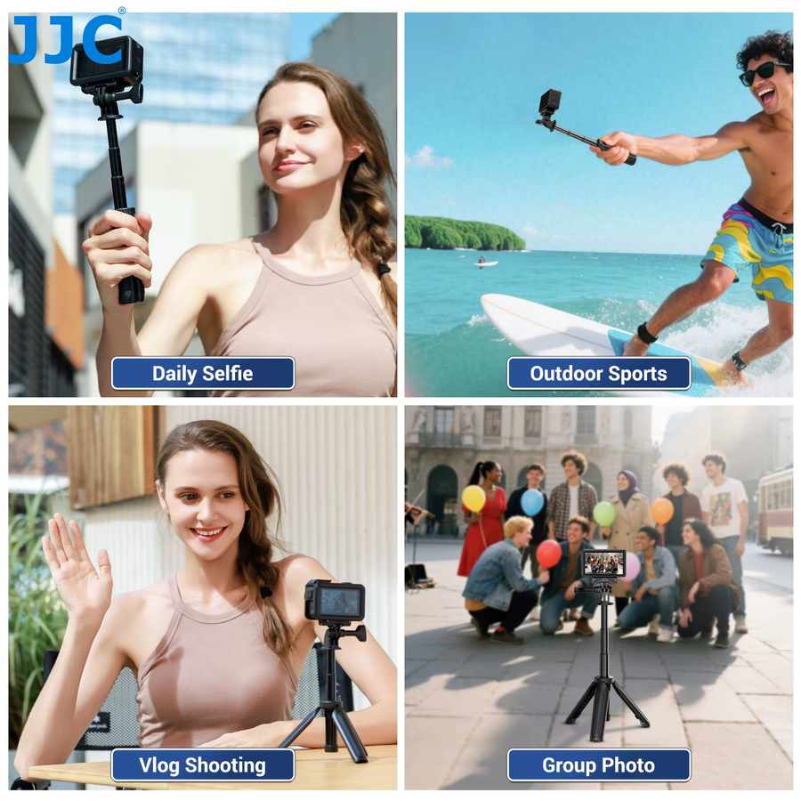 JC Mini Selfie-Stick Stativ für DJI Osmo Pocket 3, Action 5 Pro, GoPro Hero 13 12 11 10 9 und Insta 360 X4 X5 in Schwarz oder Weiß - Bild 3