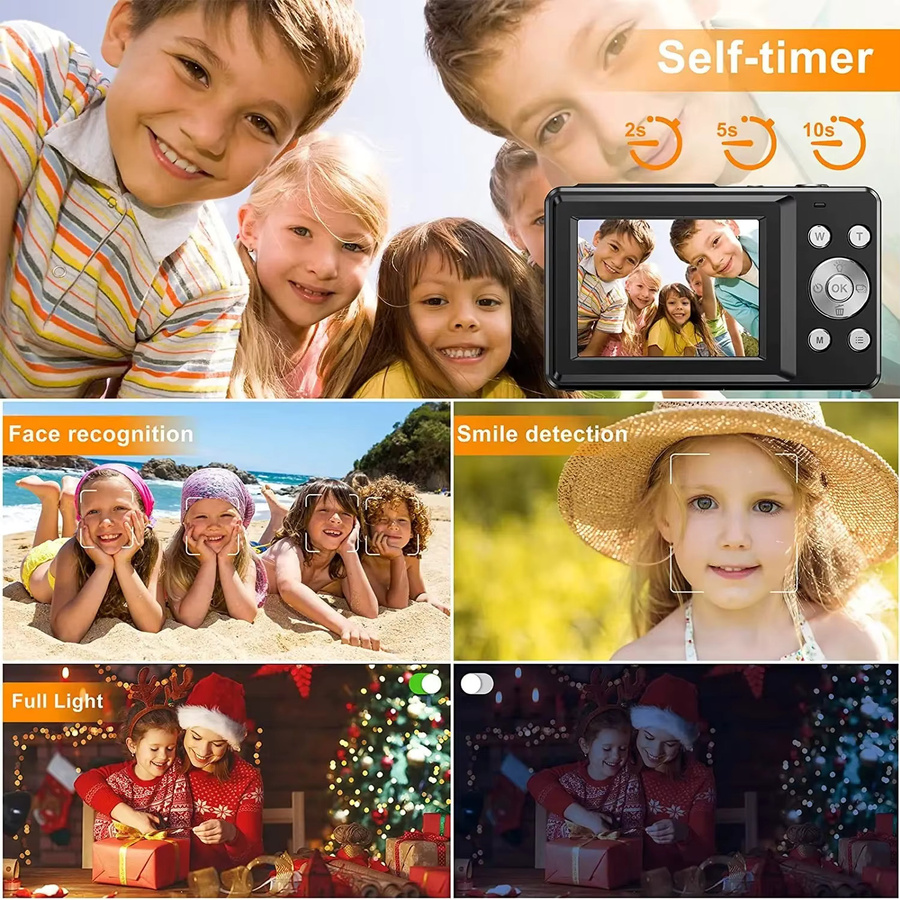 KIDKD Kompakt Digitalkamera für Kinder und Mädchen in Pink mit 44MP, HD 1080P und 16-fach Zoom - Bild 4