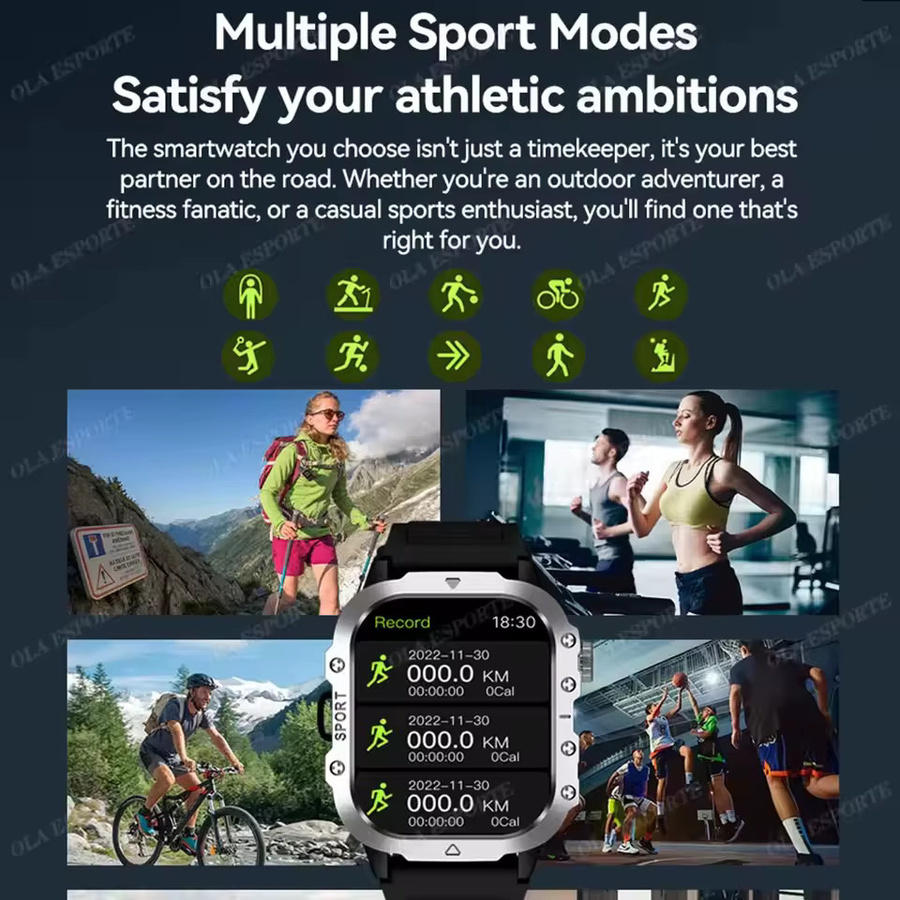 Ola Esporte Smartwatch, GPS, Herzfrequenz, Schwarz, Silikon, Herren - Bild 3