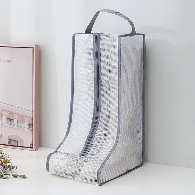Wasserdichte und staubdichte Stiefel-Aufbewahrungstasche von xianyi01 in Grau mit transparentem Sichtfenster und Reißverschluss - Bild 1