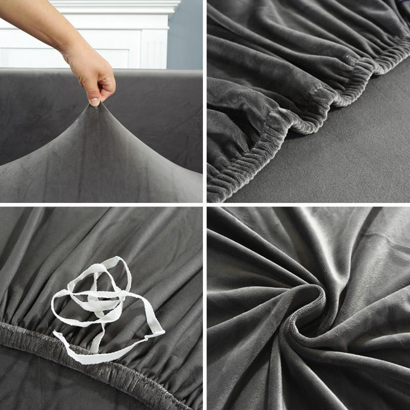Elastischer Samt-Sofabezug von Your Warm Home für 1-Sitzer, weicher Plüsch-Couchbezug aus Polyester, Breite: 90-140 cm - Bild 2