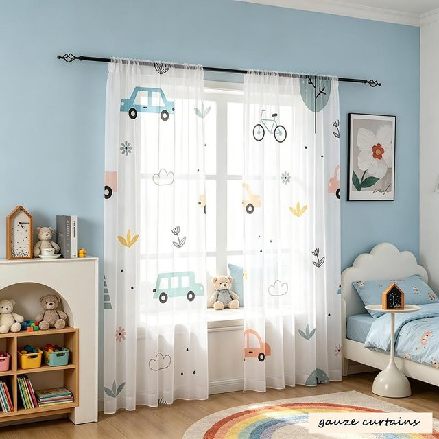 2-teiliges Set JFCurtain Vorhänge mit Natur-Grafikdruck, halbtransparent, Mehrfarbig, B: 132 cm, H: 160 cm - Bild 1