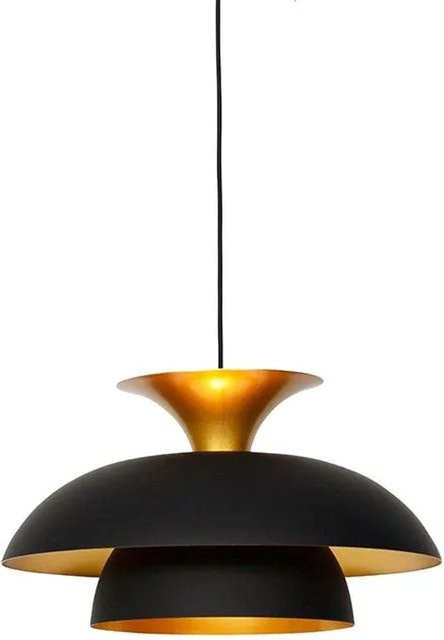 QAZQA Titus Moderne Runde Pendelleuchte aus Aluminium in Schwarz und Gold, dimmbar - Bild 1