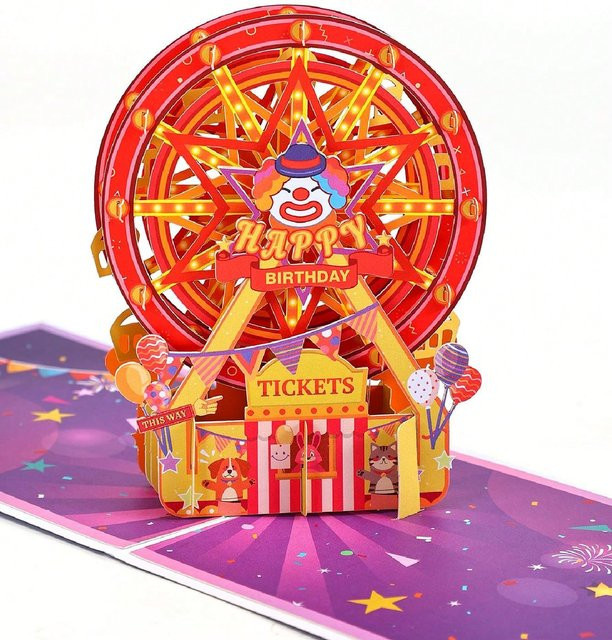 Opjoys 3D-Popup-Grußkarte Zirkus-Riesenrad zum Geburtstag in Mehrfarbig - Bild 1
