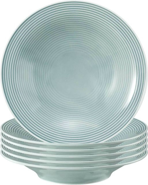 Seltmann Weiden Suppenteller Beat Color Glaze Blau Gestreift aus Porzellan 6er Set Durchmesser: 22,5 cm - Bild 1
