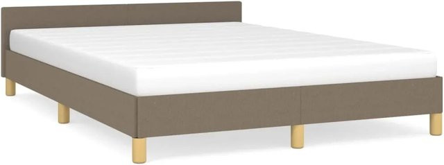 vidaXL Bettgestell mit Kopfteil aus Stoff in Taupe, B/T/H: 140 x 193 x 143 cm - Bild 1