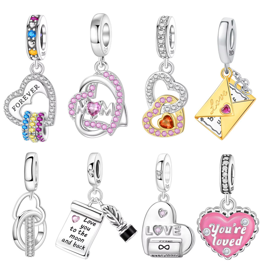 MISEFF Charm Anhänger, 925 Silber, Herzform, Zirkonia, Unisex - Bild 1