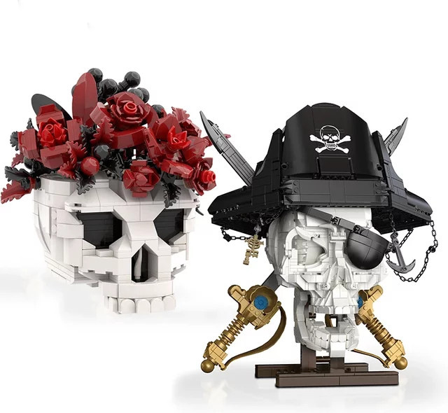 wishiot Simulation Bouquet Schwert Schädel Kopf, Bausteine Kit, Fantasy - Bild 1