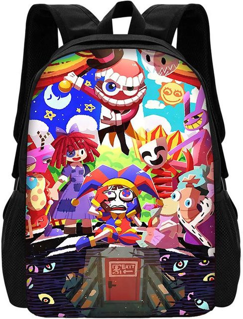 Potdemiel Kinder Schulrucksack Set mit Brotdose und Federmäppchen im Zirkus-Design, Mehrfarbig - Bild 1