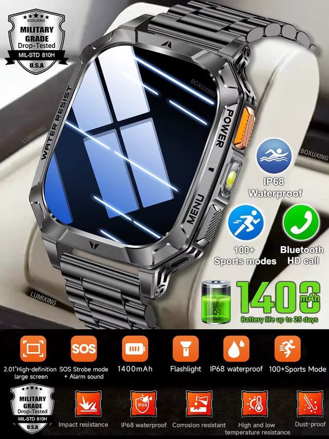 BOXUXING Smartwatch, Schwarz, Herren, Fitness-Tracking, Bluetooth - Bild 6
