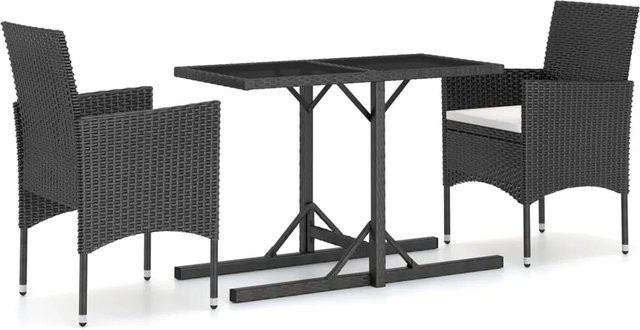 vidaXL 3-tlg Garten-Essgruppe Modell 50 in Schwarz und Weiß aus Stahl und Kunststoff - Bild 1
