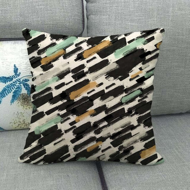 Kissenbezug mit buntem geometrischem Muster aus Peach Skin Kurzplüsch für Sofa, Büro oder Auto, B/B/H: 18 x 18 x 18 cm - Bild 1