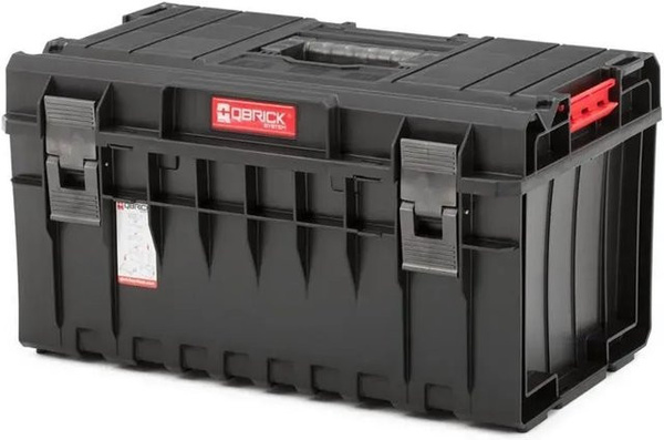 PROREGAL QBRICK Werkzeugkasten Schwarz mit Deckel und Frontgriff, H x B x T: 38,5 x 58,5 x 32 cm, 38 Liter Volumen, Traglast bis zu 120 kg, stapelbar