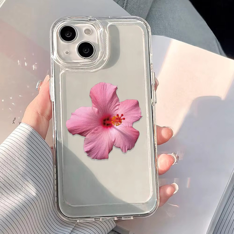Transparente iPhone Hülle mit rosa Lilien Blume für iPhone 17 16 15 14 13 12 Pro Max Air Clear Cover - Bild 2
