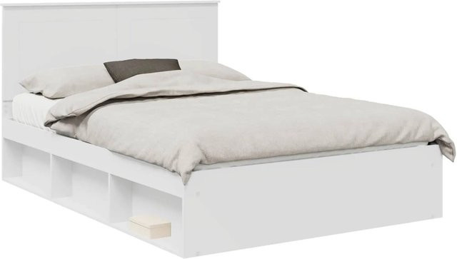 vidaXL Bettrahmen mit Kopfteil aus massivem Kiefernholz in Weiß, B/T/H: 160 x 200 x 100 cm - Bild 1