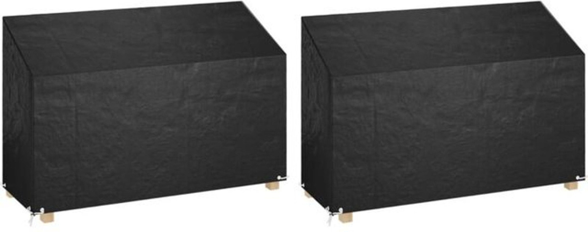 Vidaxl Gartenbank Abdeckungen 2er Set Schwarz B/T/H: 190 x 70 x 70/88 cm mit 8 Ösen - Bild 1