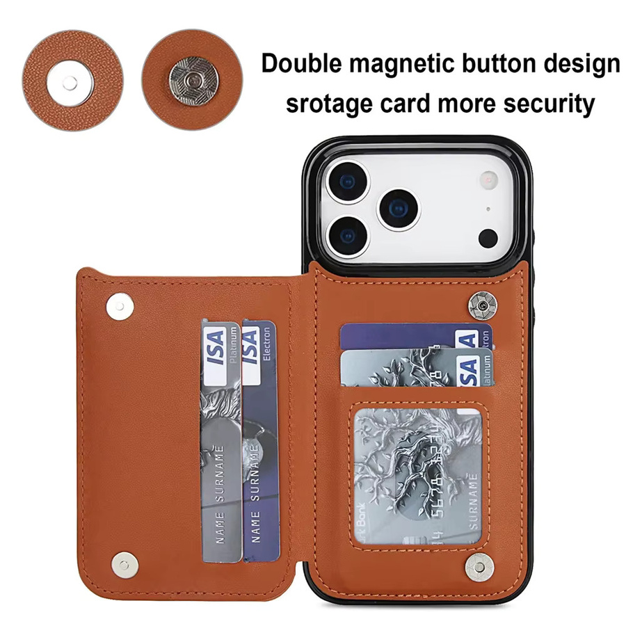 RFID-blockierende iPhone Hülle mit Kartenfach und Kartenständer für Apple iPhone 17 Air 16 16e 15 14 Plus 13 12 Mini 11 Pro Max X XR XS in Grün und Braun - Bild 3