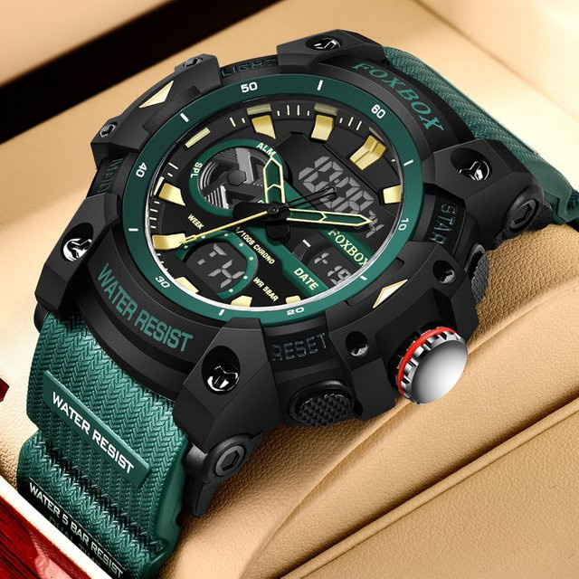 FOXBOX Digitaluhr, Chronograph, Kunststoff, Weiß, Herren - Bild 1