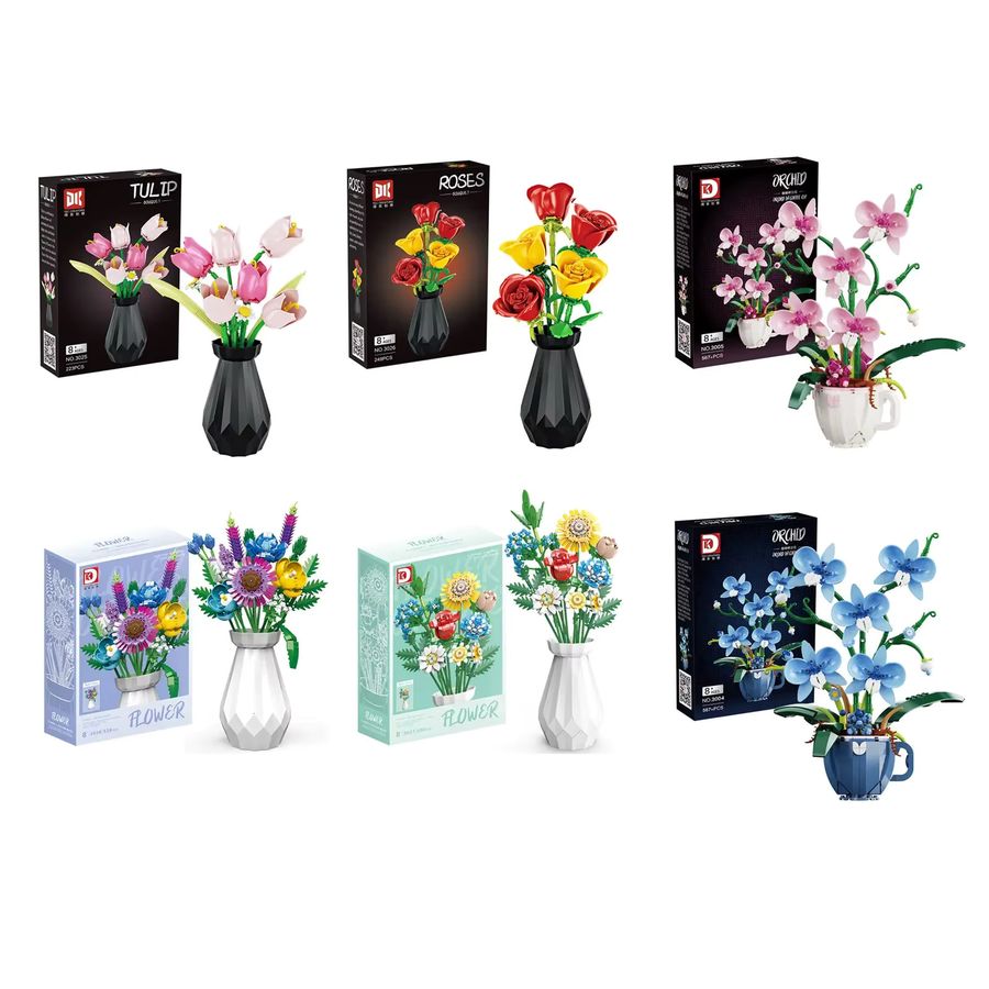 Kreatives Blumen-Baustein-Set mit Orchideen, Tulpen und Rosen als pädagogisches Montage-Spielzeug zur Dekoration von deinem Zuhause - Bild 3