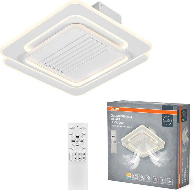 OSRAM LED Deckenventilator Square in Weiß mit Fernbedienung, Dimmer und Timer, 55W, CCT 3000K-6500K - Bild 1