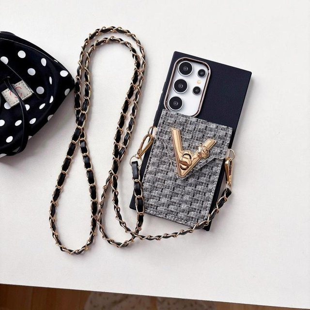 Leder Geldbörsen-Lanyard-Hülle für Samsung Galaxy S26 Ultra S25 Plus S24 S23 S22 S21 FE Crossbody-Tasche mit Kartenfach in Schwarz - Bild 1