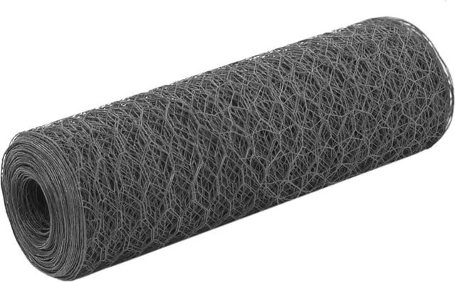 vidaXL Drahtzaun aus Stahl mit PVC-Beschichtung in Grau, B: 25 m, H: 0,5 m - Bild 1
