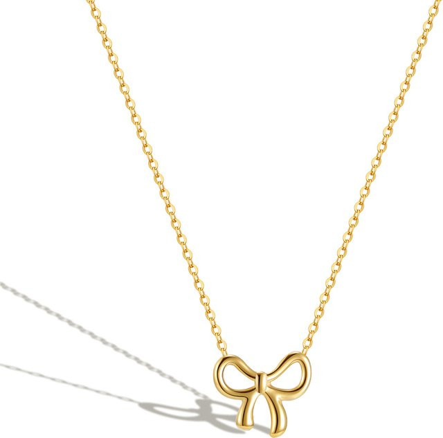N7M7 Halskette mit Schleife-Anhänger, Edelstahl, Gold, Damen - Bild 1