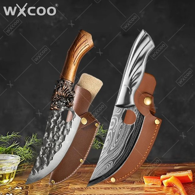 WXCOO Handgeschmiedetes Allzweckmesser mit Holzscheide zum Schneiden von Fleisch, Fisch und Obst - Bild 1