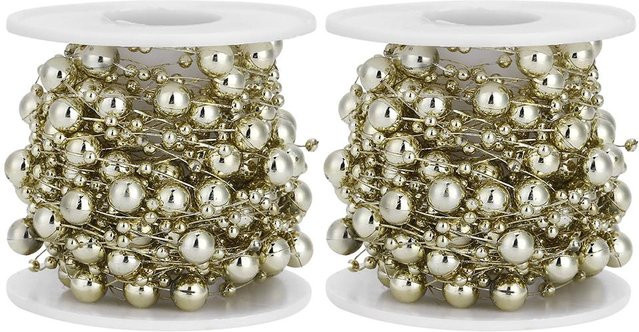 2 Stück OutsideWorld Fünfzackige Stern Perlen aus ABS in Gold und Beige für Hochzeits- und Weihnachtsdekoration - Bild 1